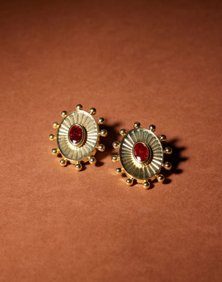 Bordo Kristal Taşlı  Küpe